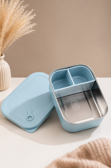 صورة Premium Stainless Steel Lunch Box – For Kids & Adults - Blue