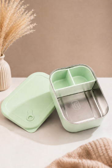 صورة Premium Stainless Steel Lunch Box – For Kids & Adults - Green