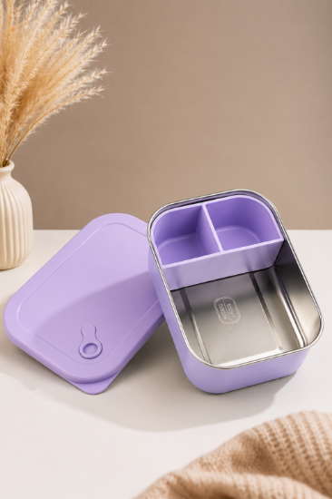 صورة Premium Stainless Steel Lunch Box – For Kids & Adults - Purple