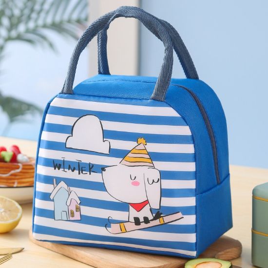 صورة Kids Insulated Lunch Bag - Bear Navy Stripe