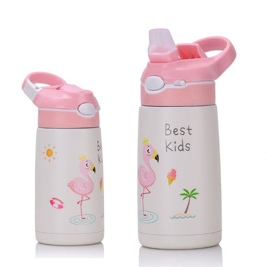 صورة 400ml Stainless Steel Water Bottle for Kids - Pink Flamingo