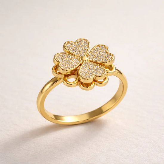 صورة Stressy Anxiety Flower Ring Gold